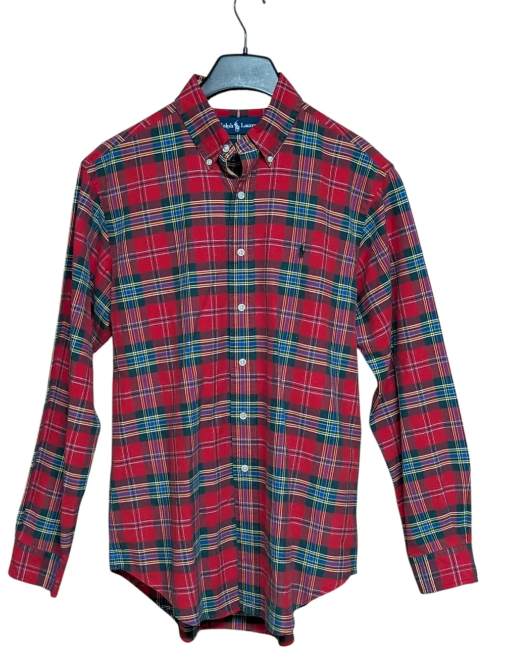 Ralph Lauren Vintage Red Plaid 100% Cotton Button Down Shirt Size Medium